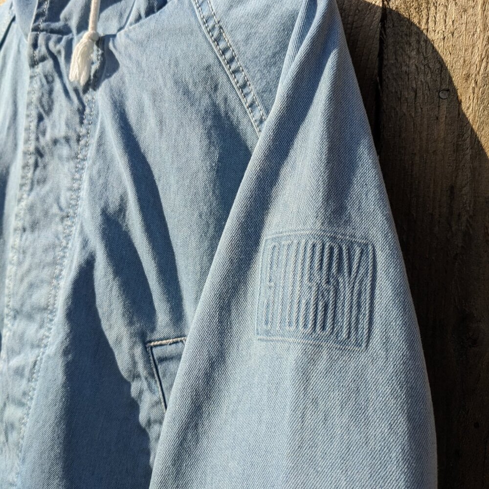 Stussy Denim Chore Jacket Men's Small Hoodie Barn Coat Jean Parka Workwear - Picture 7 of 16